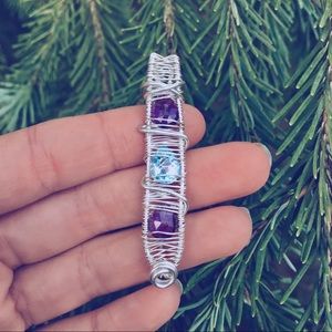 blue topaz amethyst crystal silver necklace